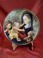 Hollóházi porcelán tányér VIERGE À L’ENFANT- Szerető gyermek