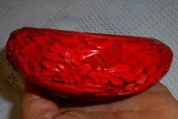 Cinóber Kínai faragott vöröslakk  tál 