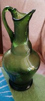 Smaragd zöld üveg kancsó ( csavart forma )Mérete:26 cm.