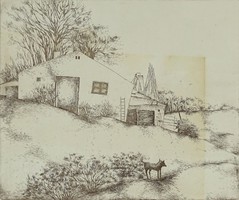 0Y573 Lacza Márta : "Falusi táj" 1981