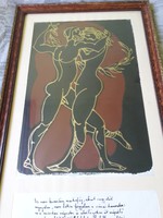 Hollóházi - Szántó Piroska - Vérnász + VAS ISTVÁN autographed poem in a striking size