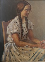Mund Hugó (1892-1961): Copfos, Argentin leány. Jelzett olajfestmény. 