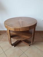 Hajlított lábú, art deco asztal - furnérozott kávézó asztalka szalonasztal