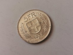 1933 svájci ezüst 5 frank 15 gramm 0,835