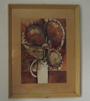 Tardi Sándor festmény ,Napraforgók vázában ,képcsarnokos