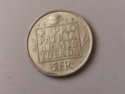 1936 svájci ezüst 5 frank 15 gramm 0,835 Ritka!!!