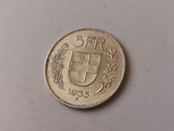 1935 svájci ezüst 5 frank 15 gramm 0,835