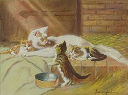 0Z119 Ismeretlen festő : Macskák
