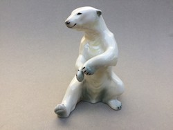 Kerámia jegesmedve fehér mackó ülő medve 22 cm