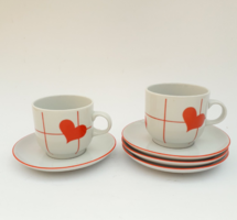 Alföldi porcelán szívecskés kávéscsésze két személyre - szív mintás kávés készlet - 2 db csésze