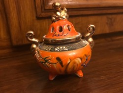 RÉGI SATSUMA KÉZZEL FESTETT PORCELÁN , FÜSTÖLŐTARTÓ EDÉNYKE, JAPÁN