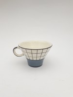 Gránit Kispest retro porcelán csésze - ritka kockás geometrikus mintával