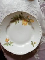 1 db sárga rózsás Zsolnay porcelán lapos tányér