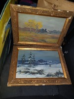 Két Baky Albert festmény, olaj, karton, kb.20x25+keret