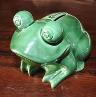 Bank Burgenland zöld nagy porcelán béka persely - Ritka, gyűjtői darab