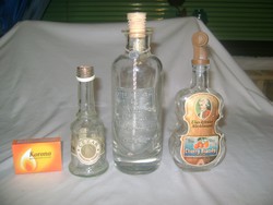 Retro italos üveg, díszüveg, palack - három darab