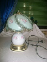 Asztali lámpa, éjjeli lámpa - festett üveg, porcelán, fém