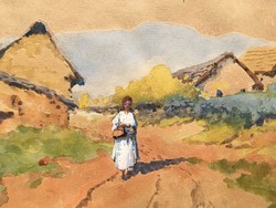 NEOGRÁDY ANTAL:-HAZAFELÉ-/1861-1942-akvarell