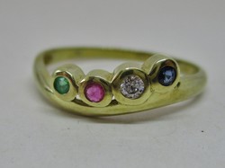 Gyönyörű aranygyűrű rubin,smaragd,zafír kövekkel
