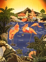 Kézzel készült japán batikolt anyag, falikép