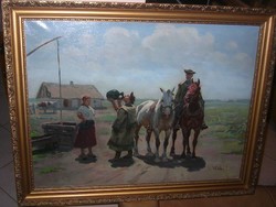VISKI JÁNOS (ITATÁS) eredeti olajfestménye Garanciával eladó (60 cm x 80 cm+keret)