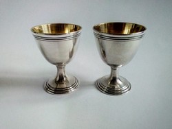 Christofle art-deco ezüstözött/aranyozott pohárka-pár, cca. 1930 Laurentnak!