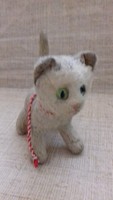 Antik r kis cica üveg szemekkel hímzett orral