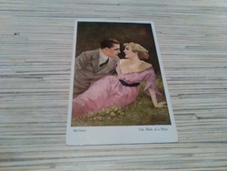 Antik képeslap. Szerelmesek.