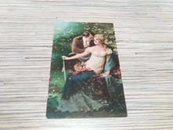 Antik képeslap. Szerelmesek