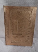 Rézborítású - mini képeskönyv - mongol nevezetességekkel - 7 x 5 cm