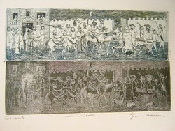 Gross Arnold -  Lovasok 14 x 24 cm fakszimile grafika