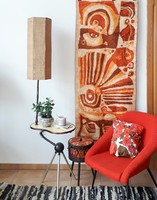 Retro mokett falikárpit, falvédő, fali szőnyeg - narancssárga mintával