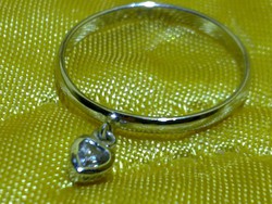Csodaszép ezüst gyűrű topáz drágakő szív medál charm dísszel