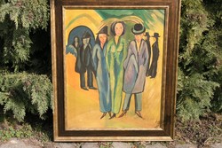 Glonczy Károly ( 1900 - 1950-es évek) "Találkozó!" - egy remek art deco festmény!
