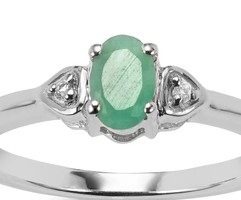 925-ös ezüst gyűrű eljegyzési gyűrű Brazil Smaragd és Fehér Topáz drágakövekkel díszítve