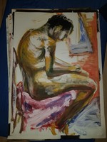 Painting, around 70 * 100 cm, tempera, cardboard