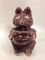 Antik kerámia medve maci dohánytartó - tabac dose - jelzett