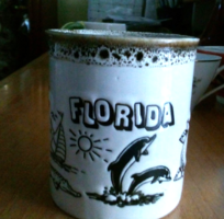 Fekete mintás kerámia csésze,  Florida