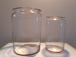 Antik huta patikaüveg laborüveg gyógyszertári üvegedény 2 db patikai üveg
