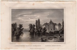 A Gernyeszegi kastély Erdélyben, acélmetszet 1864, Hunfalvy, Rohbock, eredeti, Erdély, képekben