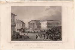 Nemzeti Múzeum Pesten, acélmetszet 1860, Hunfalvy, Rohbock, eredeti, Budapest, Pest, főváros, Kurz
