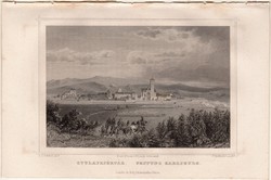 Gyulafejérvár, acélmetszet 1864, Hunfalvy, Rohbock, eredeti, képekben, Erdély, Gyulafehérvár
