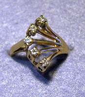 Elegáns 14 karátos sárga arany természetes gyémánt elegáns koktél gyűrű