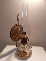 Régi petróleumlámpa vintage népi üveg lámpa
