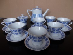 Különleges Art deco Hollóházi porcelán komplett  teáskészlet 6 személyre