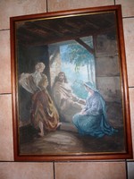Tichy Kálmán: Jézus az asszonyokkal, eredeti olaj-vászon, jelzett 1953-ból