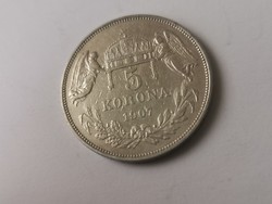 1907(Magyar) Ferenc József ezüst 5 korona 24 gramm 0,900 Ritkább szép db