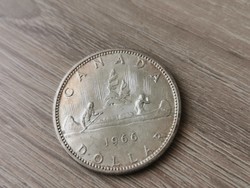 1966 ezüst Kanada 1 dollár 23,3 gramm 0,800