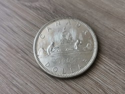 1965 ezüst Kanada 1 dollár 23,3 gramm 0,800