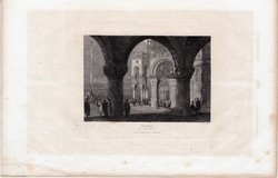 Velence, acélmetszet 1837, eredeti, kis méret, 9 x 13 cm, német, Szent Márk tér, Itália, olasz